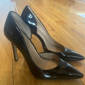 Black patent leather stilettos